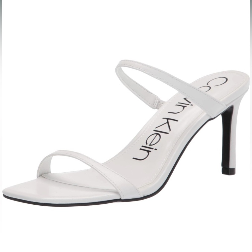 Calvin Klein Halena White size 8 square toe sandal heels